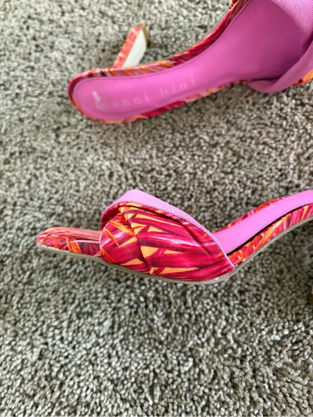 Gianni Bini Pink Multi-Print Open-Toe Heels